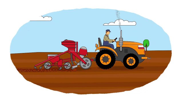 Мультик - Раскраска. Учим Цвета - Сельскохозяйственная техника - Сеялка, поливальная установка, комбайн