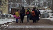 Refugees brave freezing temperatures to cross borders