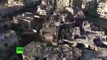 Aerial Drone footage shows total devastation in Homs Syria (EXCLUSIVE) 2016