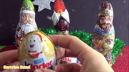 3 CHRISTMAS SURPRISE EGGS KINDER SURPRISE UNBOXING TOYS | SurpriseEggsChannel