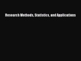 [PDF Download] Research Methods Statistics and Applications [PDF] Online