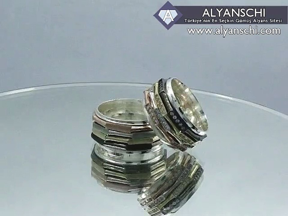 Özel Tasarım Dört Renkli Gümüş Alyans