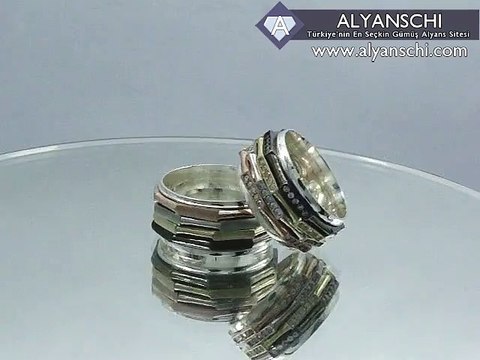 Özel Tasarım Dört Renkli Gümüş Alyans