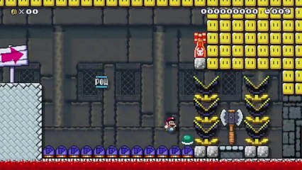 Super Mario Maker - Viewer Levels - Name: "Cloudy with a chance of hammer" - ID: 08C7-0000-00A4-8142