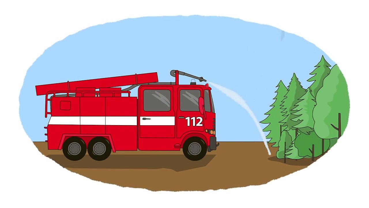 Zeichentrick Malbuch Feuerwehr, Polizei, Rettungsdienst.