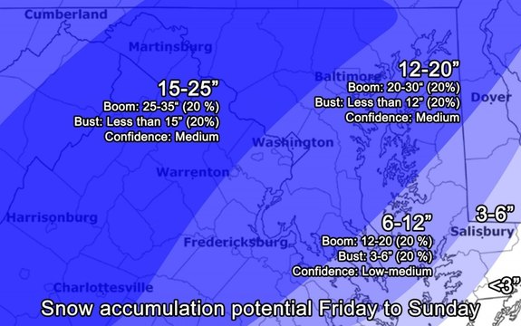 Snow forecast: Travel likely impossible during Mid-Atlantic winter storm