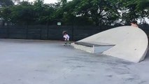 Little Kid Performs Tricks at the Skate Park