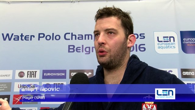 Interviews after Serbia won by 13:7 against Greece – Men Semifinal, Belgrade 2016 European Championships