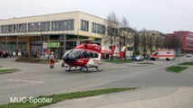 Eurocopter EC 145 Notarzt Hubschrauber Start in Poing Emergency Helicopter Takeoff Christoph München