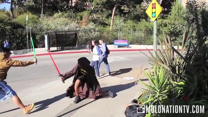 Forcing people into Star Wars lightsaber duels...