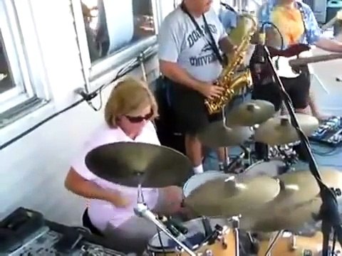 Mom is a Damn Maniac on the Drums plays wipe out fantastic drummer