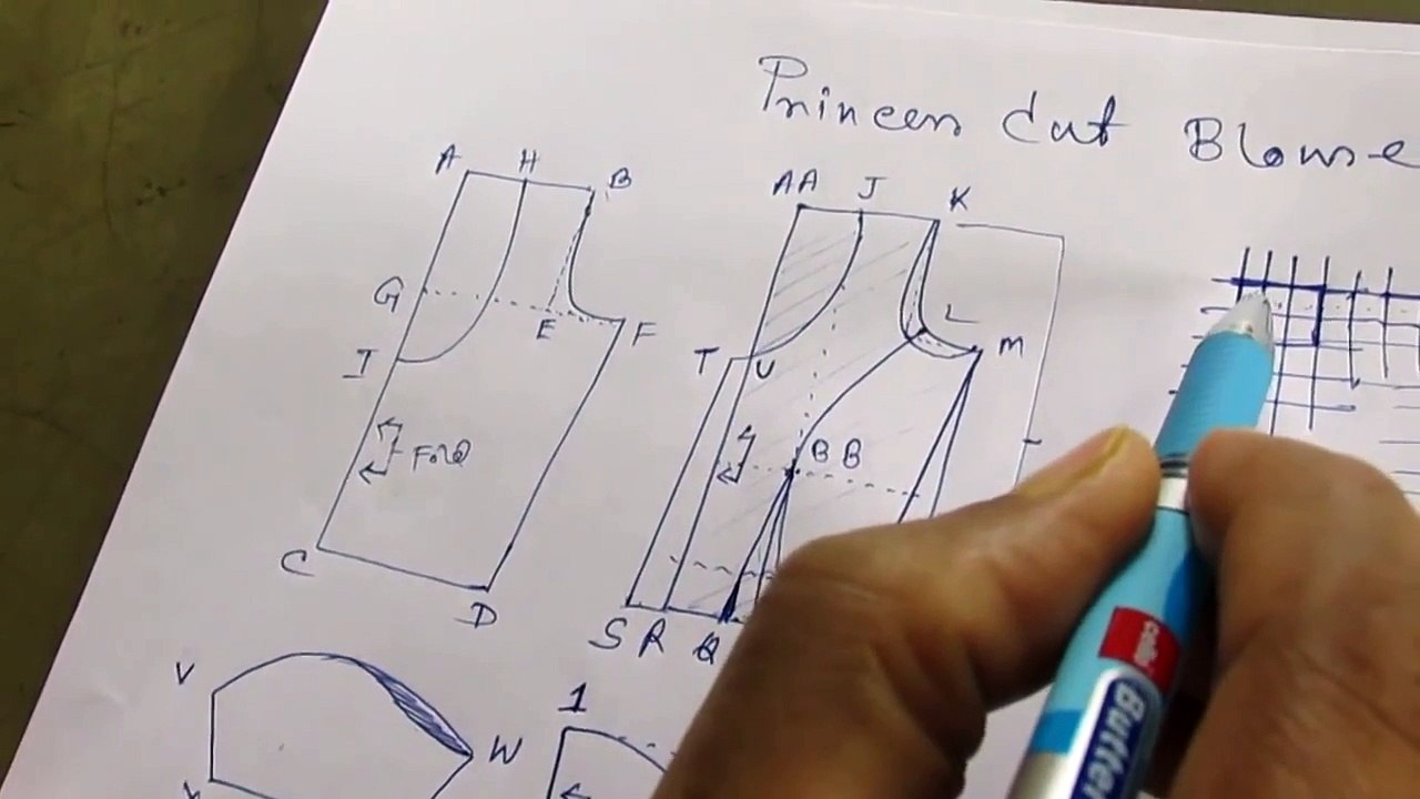 Princess cut Blouse Measurement/Drafting/Pattern/Layout/Cutting/Stitching  part 2 hindi - Dailymotion Video