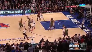 Krisptaps Porzingis Fouls Out - Jazz vs Knicks - January 20, 2016 - NBA 2015-16 Season
