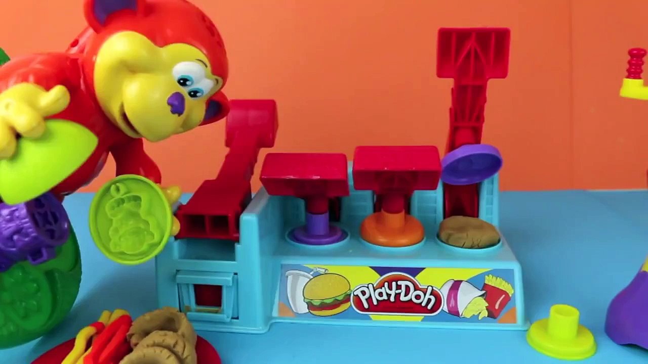 Play-Doh Fast Food Burger Builder with Play Doh Coco Nutty Monkey Play Dough French Fries