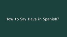 How to say Have in Spanish