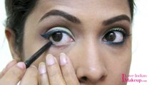 Diwali 2016 Makeup & Outfit : Indian Party Makeup : Peach Green Blue Brown Glitter Makeup