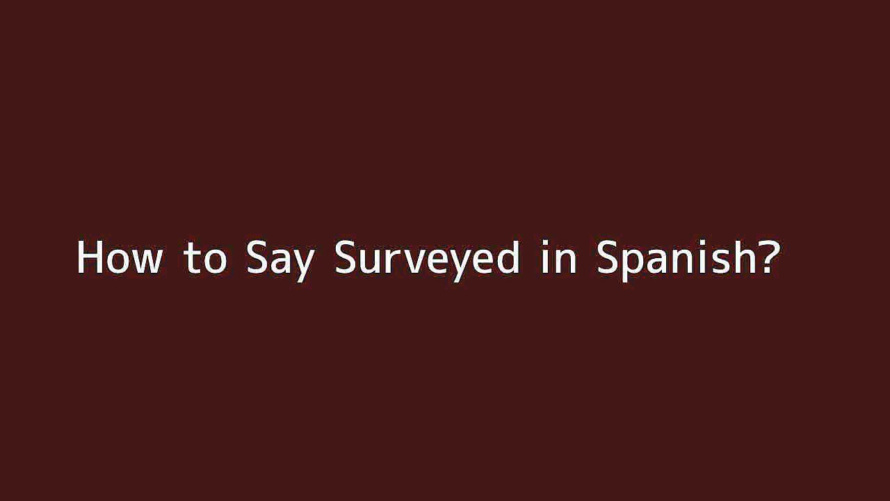 How to say Surveyed in Spanish Vidéo Dailymotion