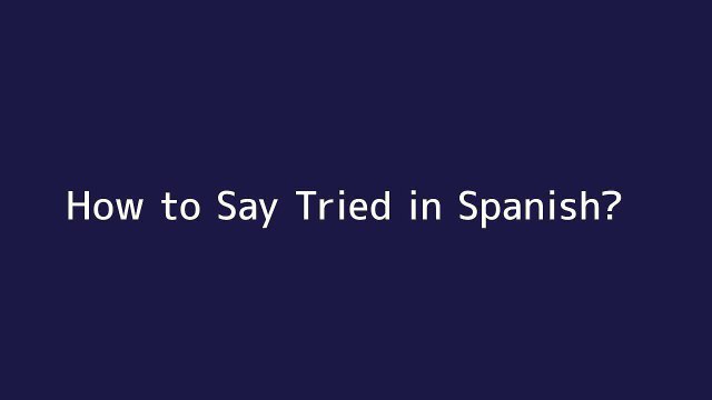 How to say Tried in Spanish