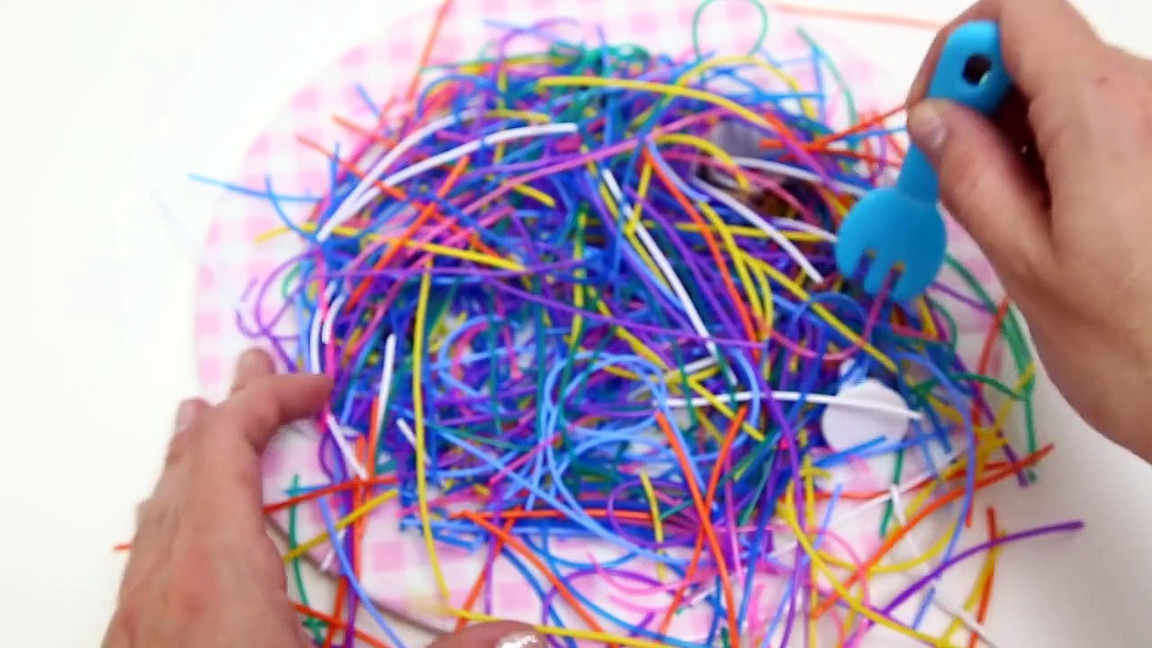 Rainbow Plastic Spaghetti Surprise Toys Hello Kitty Spongebob Mickey Mouse