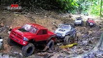 RC Trucks Mudding! 8 Trucks mudding at Woodcutters Trail - Axial SCX10 Dodge Ram Tamiya CC01