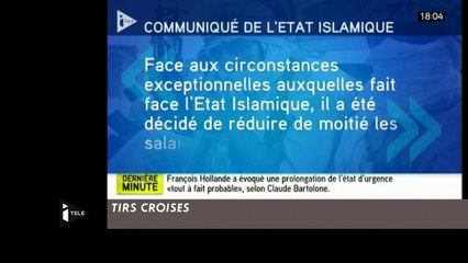 "Face aux circonstances exceptionnelles auxquelles fait face l'Etat islamique, il a été décidé de réduire de moitié les salaires des moujahidines" - Le Zapping - 21/01/15 - CANAL