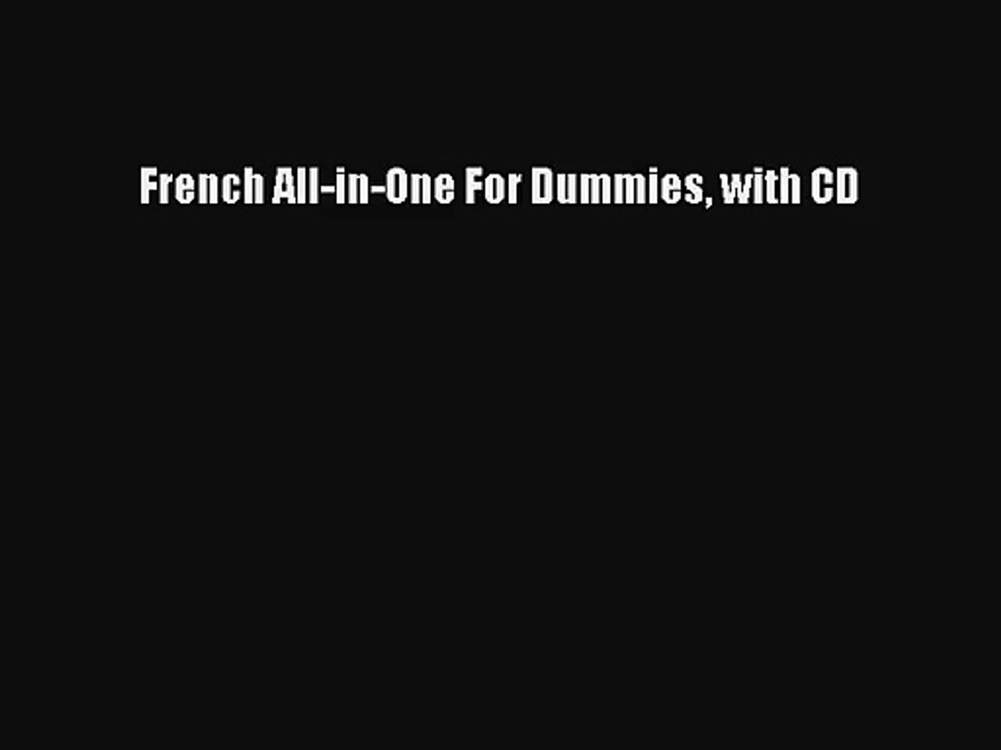 Pdf Download French All In One For Dummies With Cd Download