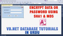 P(9) VB.NET Access Database Tutorial In Urdu - Encrypt Data/Password using SHA1 & MD5