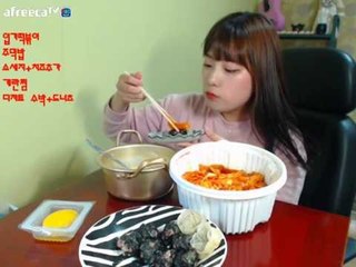 터민 엽기떡볶이+주먹밥+계란찜 먹방