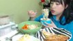 터민 고구마치즈돈까스+튀김우동 먹방