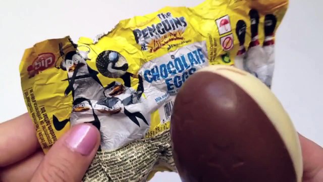 The Penguins of Madagascar and SpongeBob Kinder Surprise Chocolate Eggs Unwrapping
