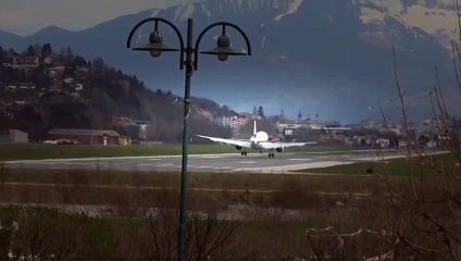 Cross wind landing LOWI / Innsbruck and go around  Video Arts