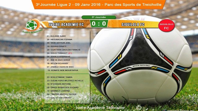 Ivoire Académie FC vs Siguilolo FC (0-0), Résumé, journée 3, Ligue 2, Parc des Sports de Treichville (9 Janvier 2016)