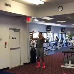 Man Carrying Weights Explodes off Ground