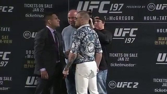 Conor McGregor faces off with Rafael dos Anjos ahead of UFC 197