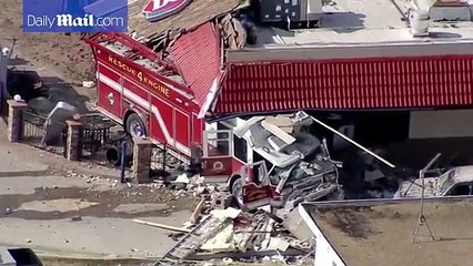 Firetruck plows into Texas Dairy Queen injuring three