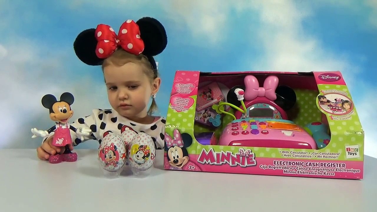 Минни Маус Дисней кассовый аппарат и яйца сюрприз распаковка игрушек Minnie Mouse toys
