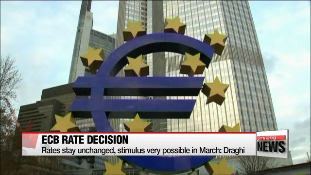 Euro tumbles, stocks jump after strong hint at more ECB easing in March