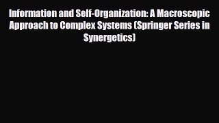 PDF Download Information and Self-Organization: A Macroscopic Approach to Complex Systems (Springer