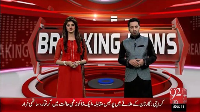 BreakingNews Karachi kay Ilaqay Main Police Muqabla -22-Jan-16 -92NewsHD
