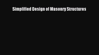 Download Simplified Design of Masonry Structures Ebook Free