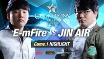 [H/L 2016.01.20] E-mFire vs JIN AIR Game 1 - RO1 l 롯데 꼬깔콘 LoL Champions Korea Spring 2016