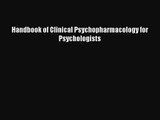 [PDF Download] Handbook of Clinical Psychopharmacology for Psychologists [PDF] Online