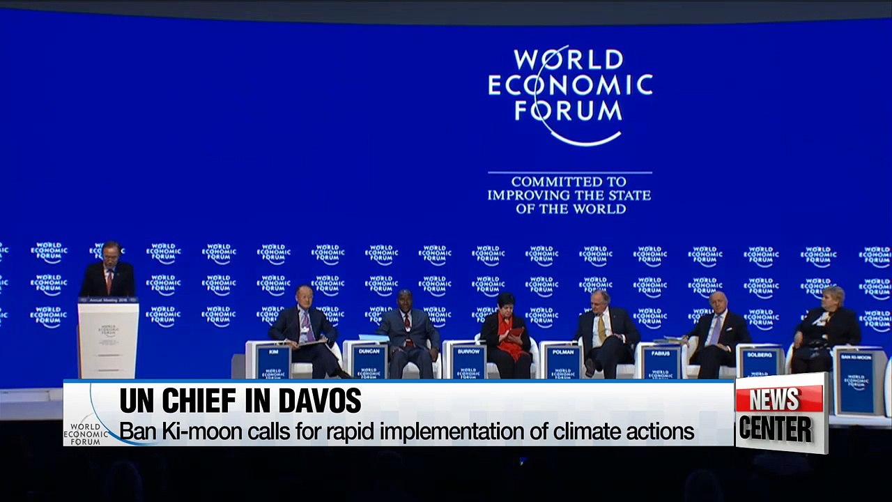 UN chief urges leaders to address climate change and sustainable development in Davos