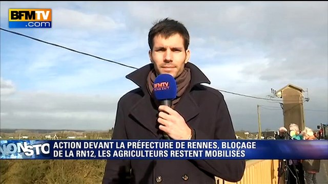 La RN12 bloquée dans les deux sens par les agriculteurs bretons