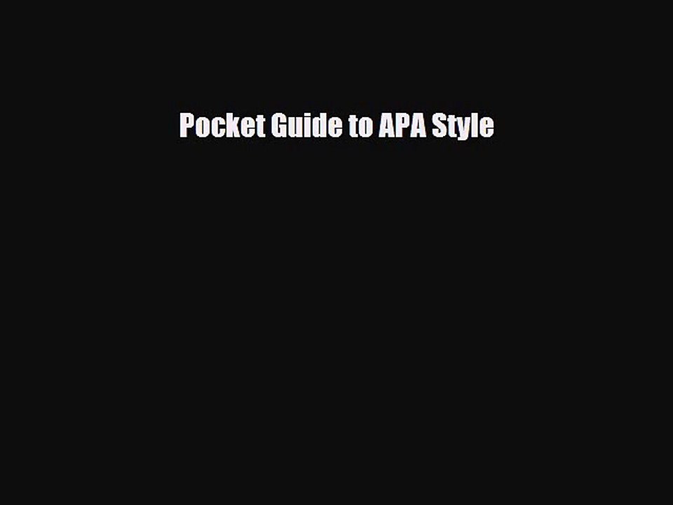 [PDF Download] Pocket Guide to APA Style [PDF] Online