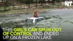 Girl Gets Rescued After Car Spins Out Of Control And Falls Into Frozen Lake