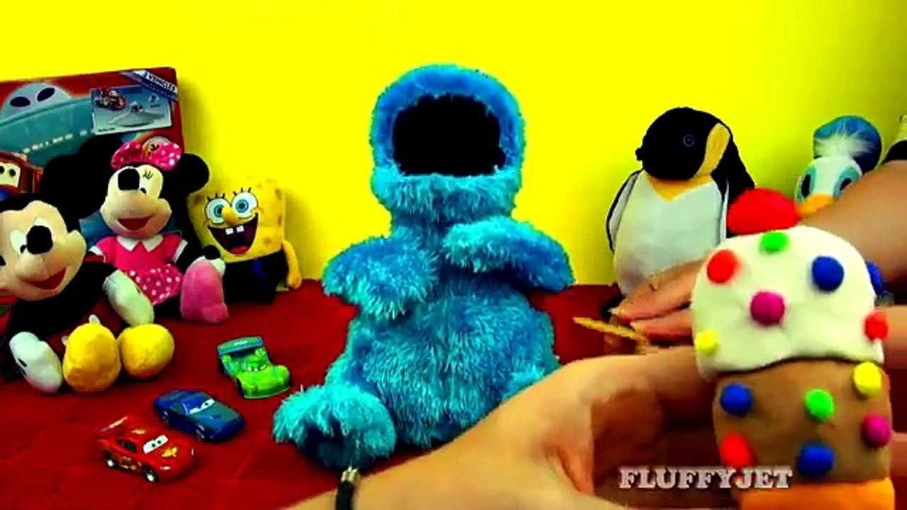 Play Doh Ice Cream Cone Surprise Cookie Monster Loves Ice-Cream Cones & Sweet Cookies! Sesame Street