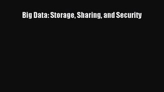 [PDF Download] Big Data: Storage Sharing and Security [PDF] Online