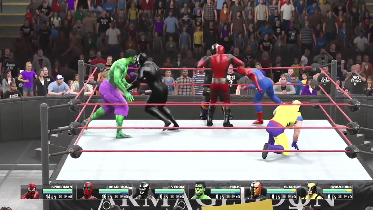WWE 2K15 DEADPOOL VS DEATHSTROKE VS WOLVERINE VS HULK VS VENOM VS SPIDERMAN BATTLE ROYAL M