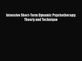 PDF Download Intensive Short-Term Dynamic Psychotherapy: Theory and Technique Read Online